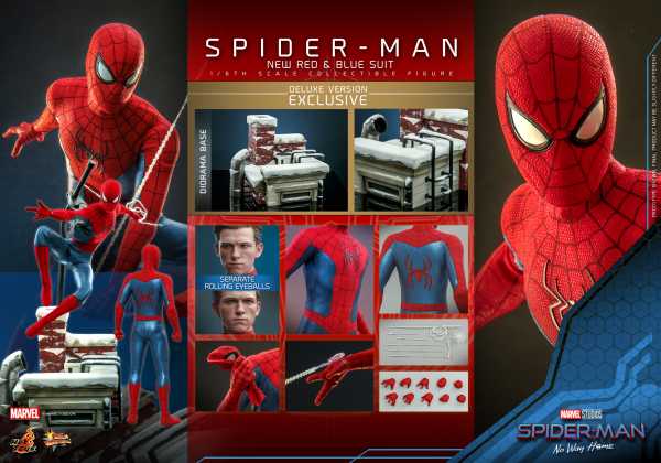 VORBESTELLUNG ! Hot Toys Spider-Man: No Way Home MMP Spider-Man New Red & Blue Suit Actionfigur DLX