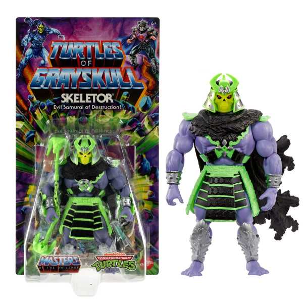 VORBESTELLUNG ! Masters of the Universe x TMNT: Turtles of Grayskull Skeletor Actionfigur US Karte