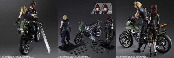 Final Fantasy VII Remake Play Arts Kai Jessie Cloud and Motorcycle Actionfiguren Set