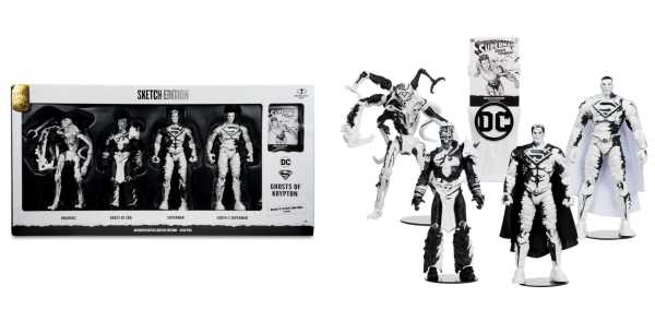 VORBESTELLUNG ! DC Page Punchers Ghosts of Krypton Actionfiguren & Comic 4-Pack Sketch Edition Gold