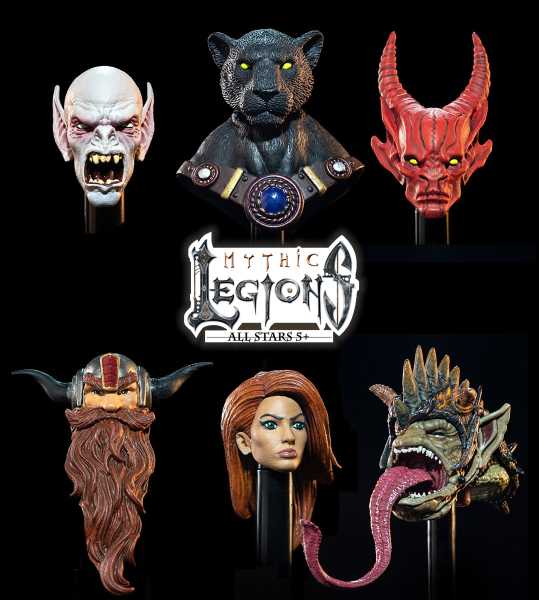 VORBESTELLUNG ! Mythic Legions: All Stars 5+ Head Pack Actionfiguren Zubehör-Set