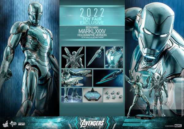 AUF ANFRAGE ! Avengers Endgame Iron Man MK LXXXV (Holographic V.) Diecast Actionfigur Toy Fair Excl.