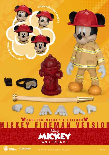 VORBESTELLUNG ! Mickey & Friends DAH-103 Dynamic 8ction Heroes 1/9 Mickey Fireman Actionfigur