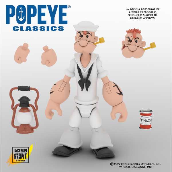 POPEYE CLASSICS WAVE 2 POPEYE WHITE SAILOR SUIT 1/12 SCALE ACTIONFIGUR