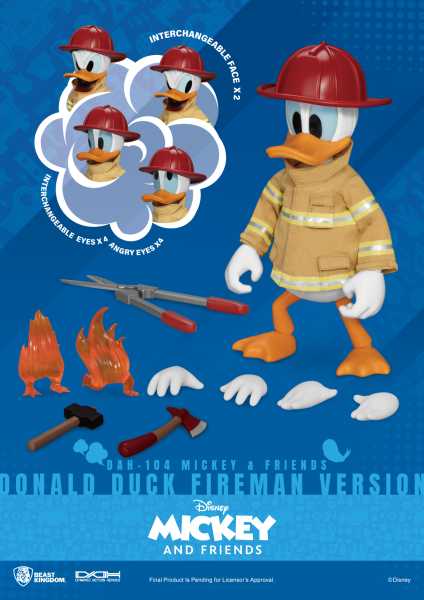 VORBESTELLUNG ! Mickey and Friends DAH-104 Dynamic 8ction Heroes 1/9 Donald Duck Fireman Actionfigur