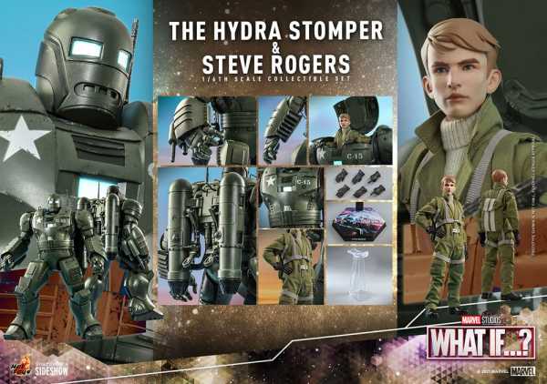 AUF ANFRAGE ! What If...? 1/6 28 cm Steve Rogers & 56 cm The Hydra Stomper Actionfiguren 2-Pack