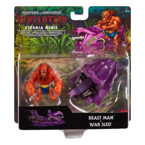 Masters of the Universe Revelation Beast Man and War Sled Eternia Minis Vehicle Pack US Karte
