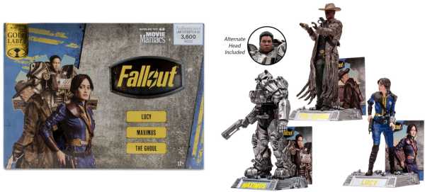 VORBESTELLUNG ! McFarlane Movie Maniacs Fallout TV Series Posed Figure 3-Pack Limited E. Gold Label