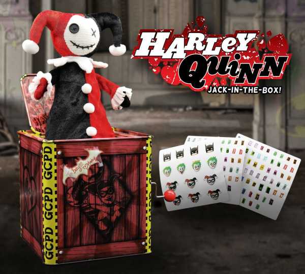 VORBESTELLUNG ! DC Comics Harley Quinn 29 cm Springteufel Spieluhr