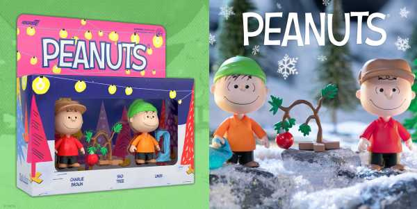 VORBESTELLUNG ! Peanuts Holiday Charlie Brown Sad Christmas Tree & Linus ReAction Actionfiguren Box