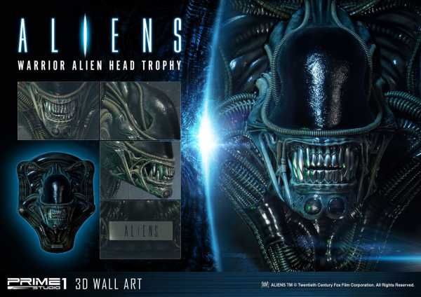 Aliens Warrior Alien Head Trophy 58 cm 3D Wand-Relief