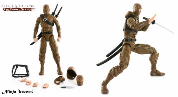 ARTICULATED ICONS BASIC NINJA BROWN 6 INCH ACTIONFIGUR