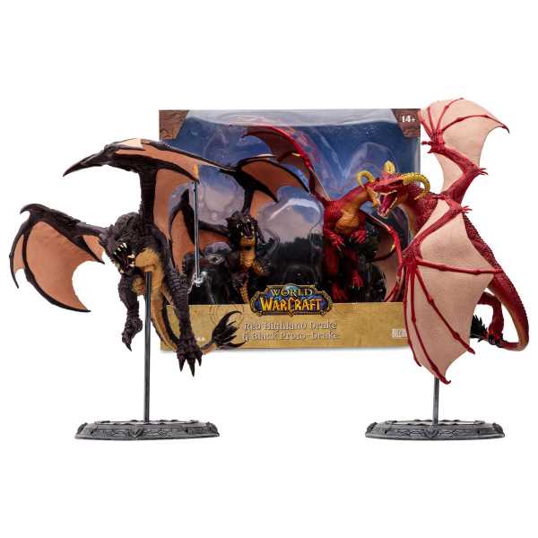 McFarlane World of Warcraft Red Highland Drake & Black Proto-Drake Posed Figure Set