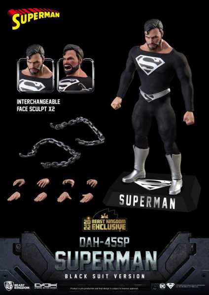 DC Comics Dynamic 8ction Heroes DAH-045SP 1/9 Superman Black Suit Actionfigur Exclusive