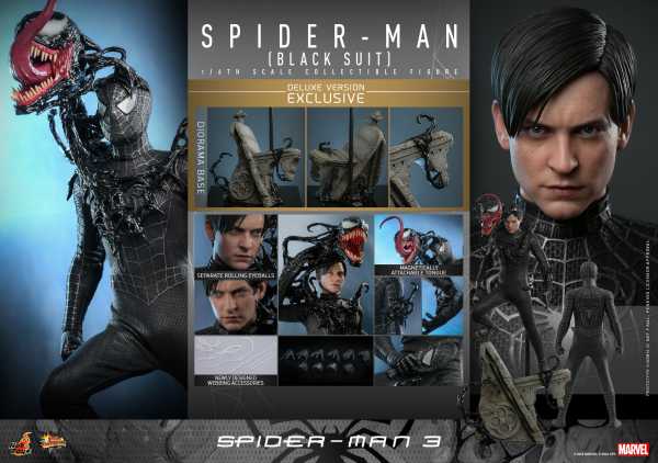 VORBESTELLUNG ! Hot Toys Spider-Man 3 MMP 1/6 Spider-Man (Black Suit) Actionfigur Deluxe Version