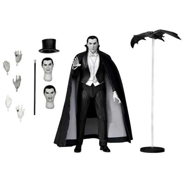 NECA Universal Monsters Ultimate Dracula Carfax Abbey Actionfigur Black and White Version