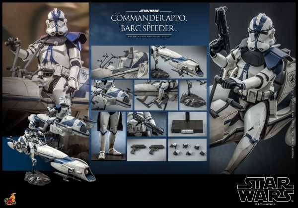 AUF ANFRAGE ! Hot Toys Star Wars Clone Wars Commander Appo & BARC Speeder Actionfigur & Fahrzeug
