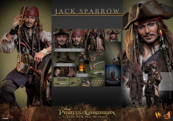 VORBESTELLUNG ! Hot Toys Pirates of the Caribbean: DMTNT DX 1/6 Jack Sparrow Actionfigur Standard V.