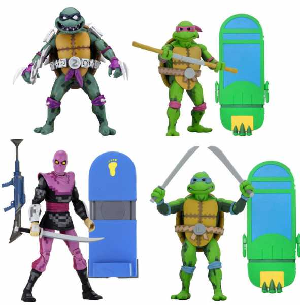NECA Teenage Mutant Ninja Turtles: Turtles in Time Wave 1 18 cm Actionfiguren Komplett-Set