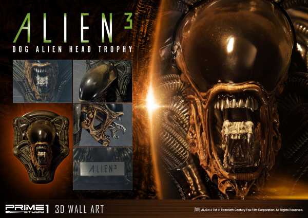 VORBESTELLUNG ! Alien 3 3D Wand-Relief Dog Alien Open Mouth Version 58 cm