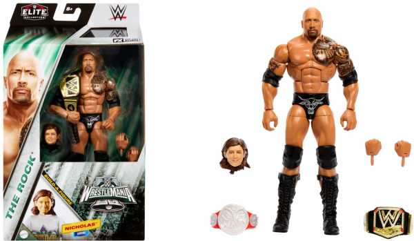 WWE WrestleMania Elite 2024 Build-A-Nicholas The Rock BaF Actionfigur