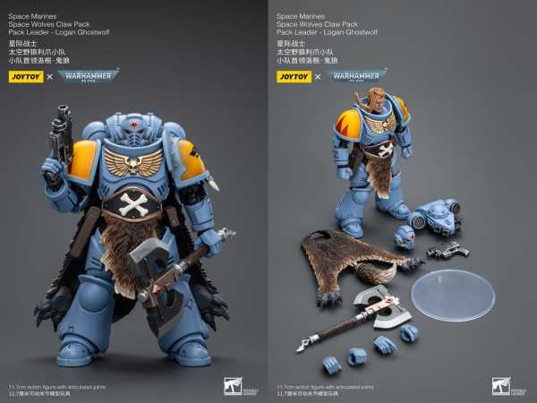 VORBESTELLUNG ! Joy Toy Warhammer 40k SM Space Wolves Claw Pack Leader Logan Ghostwolf Actionfigur