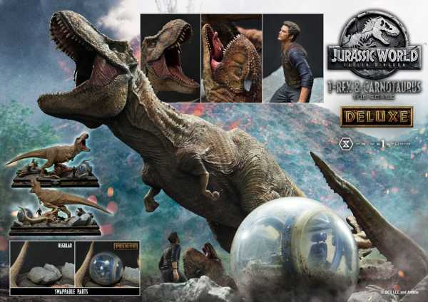 AUF ANFRAGE ! Jurassic World: Fallen Kingdom 1/15 T-Rex & Carnotaurus 90 cm Statue Deluxe Version