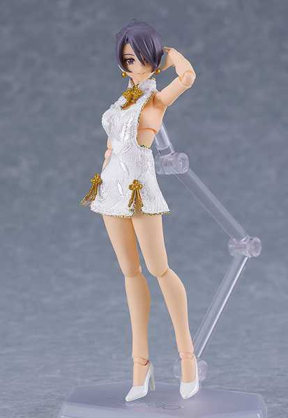 VORBESTELLUNG ! OC Figma Female Body (Mika) Mini Skirt Chinese Dress Outfit White 13 cm Actionfigur