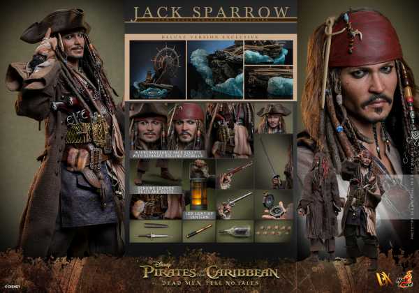 VORBESTELLUNG ! Hot Toys Pirates of the Caribbean: DMTNT DX 1/6 Jack Sparrow Actionfigur Deluxe Ver.