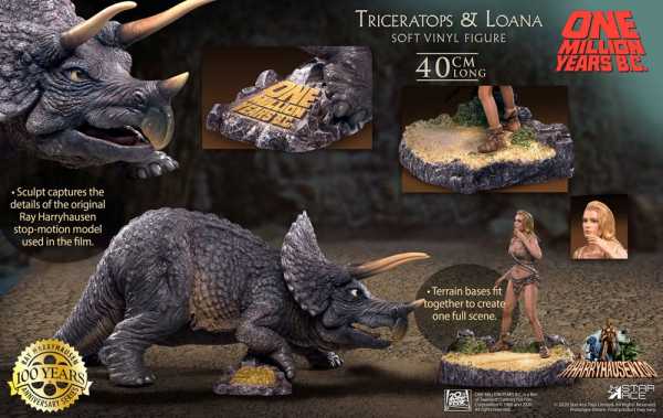 VORBESTELLUNG ! Eine Million Jahre vor unserer Zeit Triceratops & Loana Soft Vinyl Statuen-Set