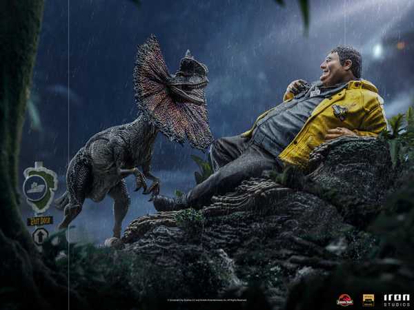 AUF ANFRAGE ! Jurassic Park 1/10 Dennis Nedry meets the Dilophosaurus Deluxe Art Scale Statue