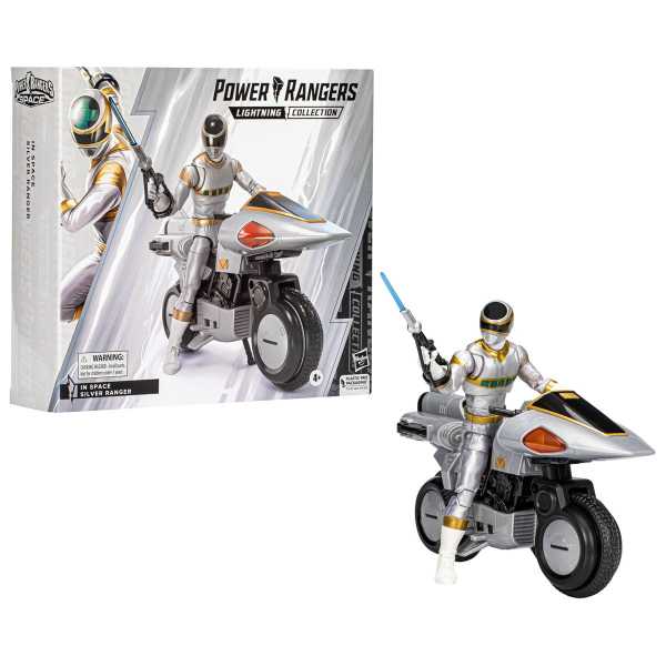 Power Rangers Lightning Collection In Space Silver Ranger Deluxe Actionfigur & Silver Cycle