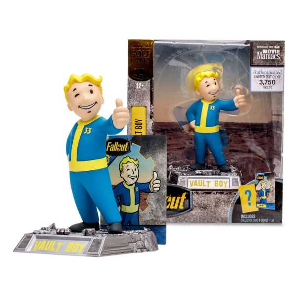 VORBESTELLUNG ! McFarlane Movie Maniacs Fallout TV Series Vault Boy 6 Inch Posed Figure Gold Label