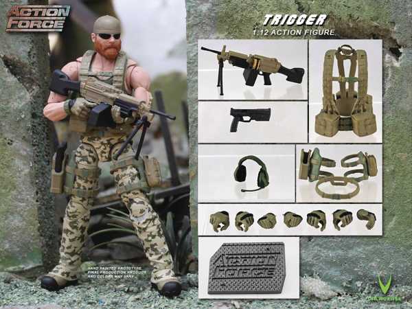 ACTION FORCE SERIES 2 TRIGGER 1/12 SCALE ACTIONFIGUR