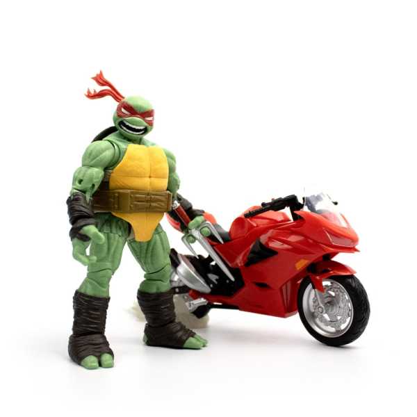 VORBESTELLUNG ! BST AXN TMNT Raphael & Motorcycle (IDW Comics) 13 cm Actionfigur & Fahrzeug