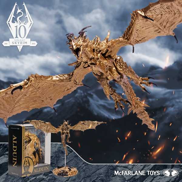 McFarlane Toys Elder Scrolls V: Skyrim Alduin Gold 10th Anniversary Version Actionfigur